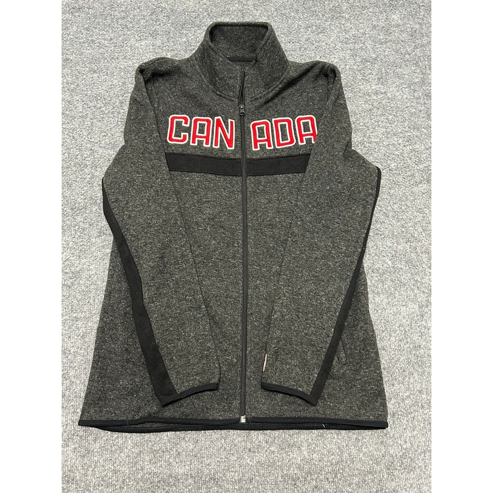 Canada Full Zip Fleece Jacket Womens Size L Charcoal Grey Heathered Sporty Coat